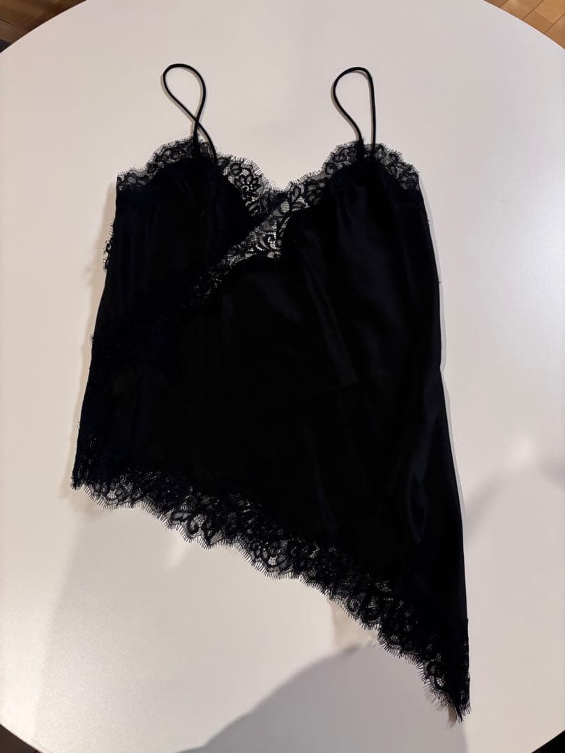 正規品 ZARA レーストリムキャミソールトップス S ブラック 富岡佳子