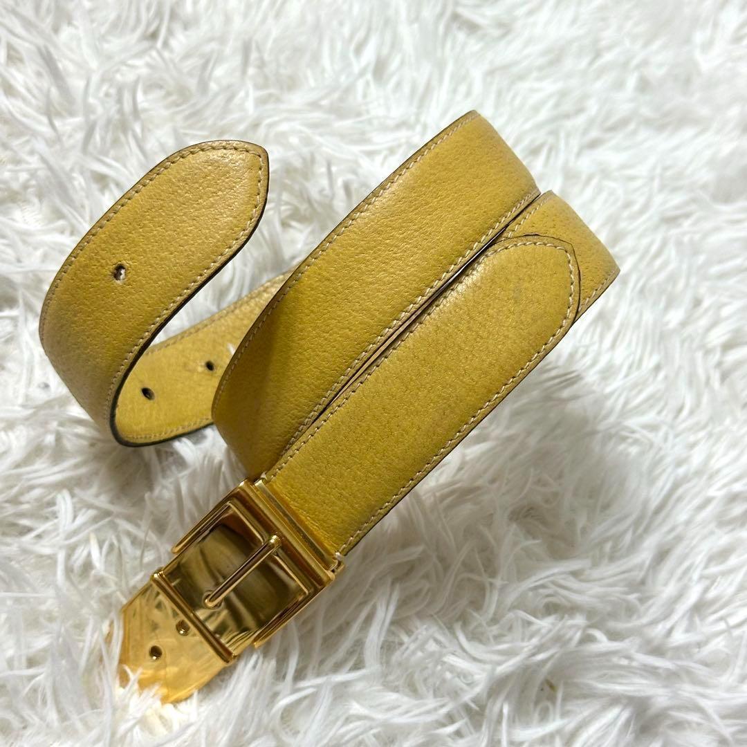 ⭐️極美品⭐️GUCCI ゴールドバックル　レザーベルト　希少デザイン