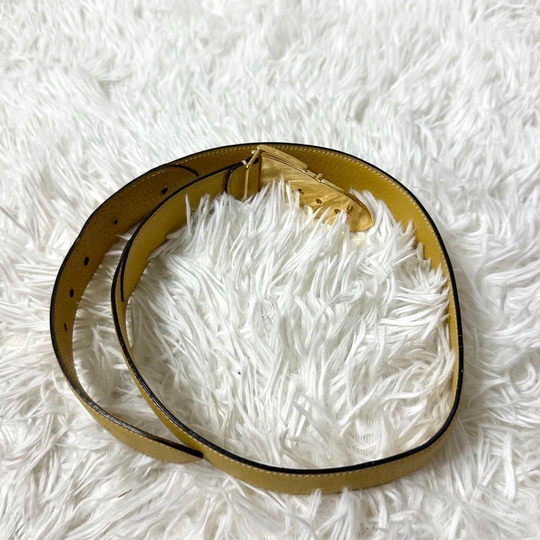 ⭐️極美品⭐️GUCCI ゴールドバックル　レザーベルト　希少デザイン