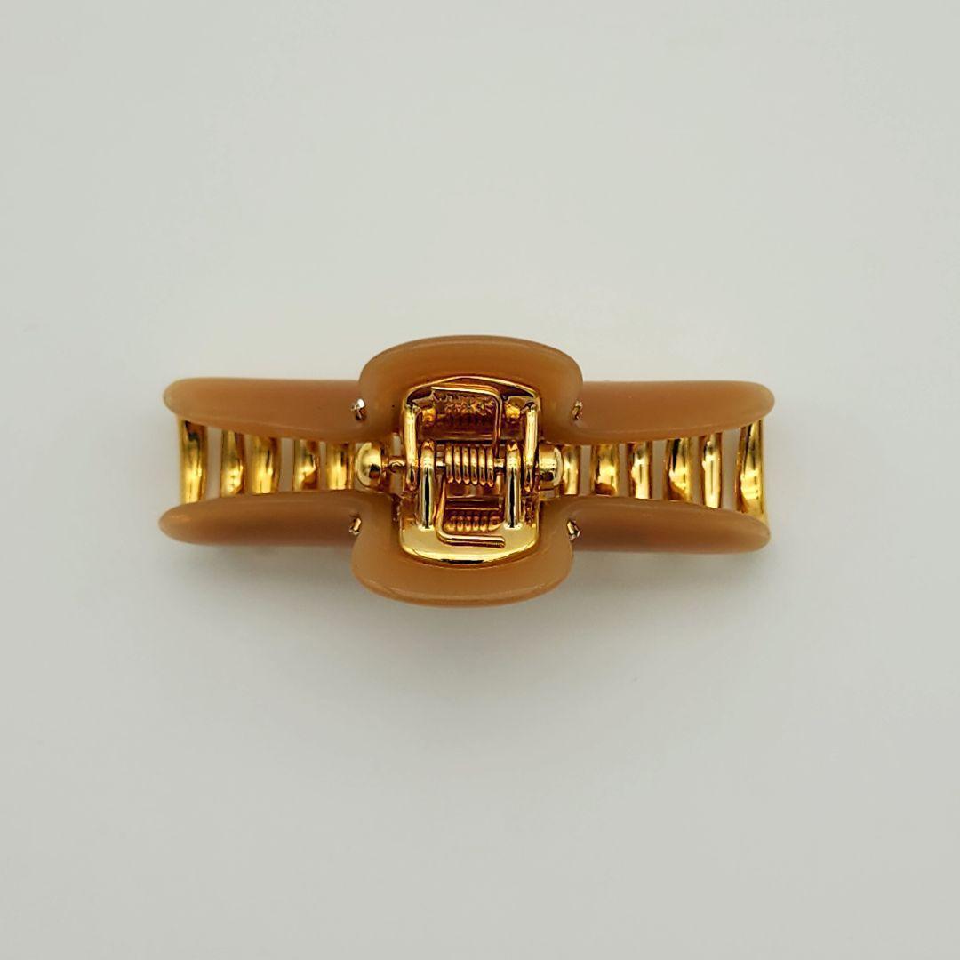 ☆acca☆ ヘアクリップ ラインストーン ピンクベージュ ゴールド.