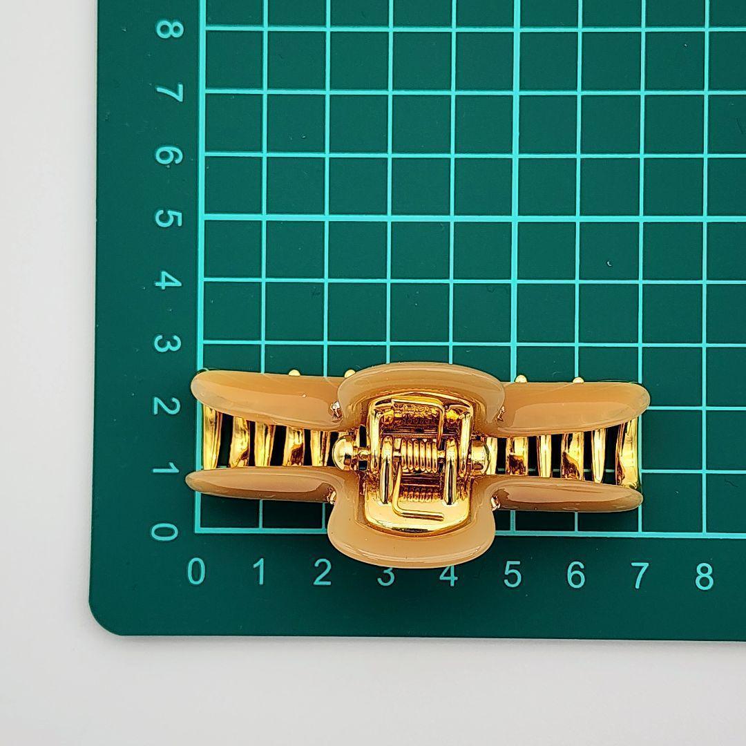 ☆acca☆ ヘアクリップ ラインストーン ピンクベージュ ゴールド.