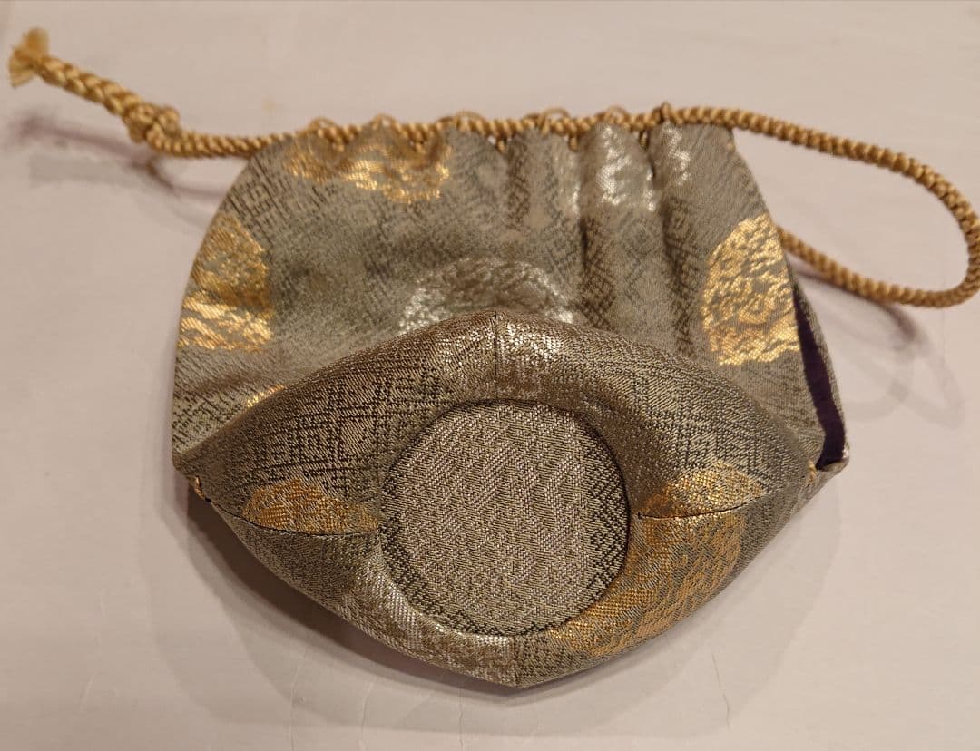 茶道具 織部 耳付 茶入 2代山口錠鐵 仕覆 共箱