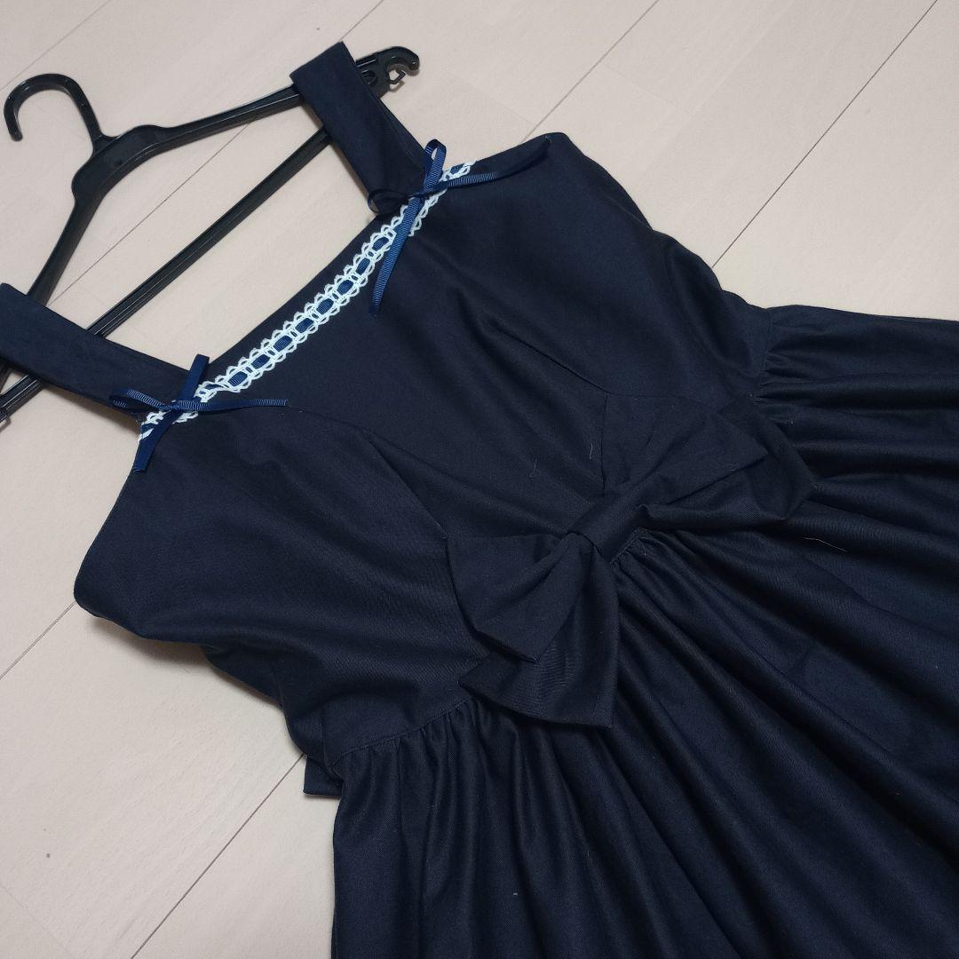 ハンドメイド　ロリィタ　ジャンパースカート&ケープ　ネイビー