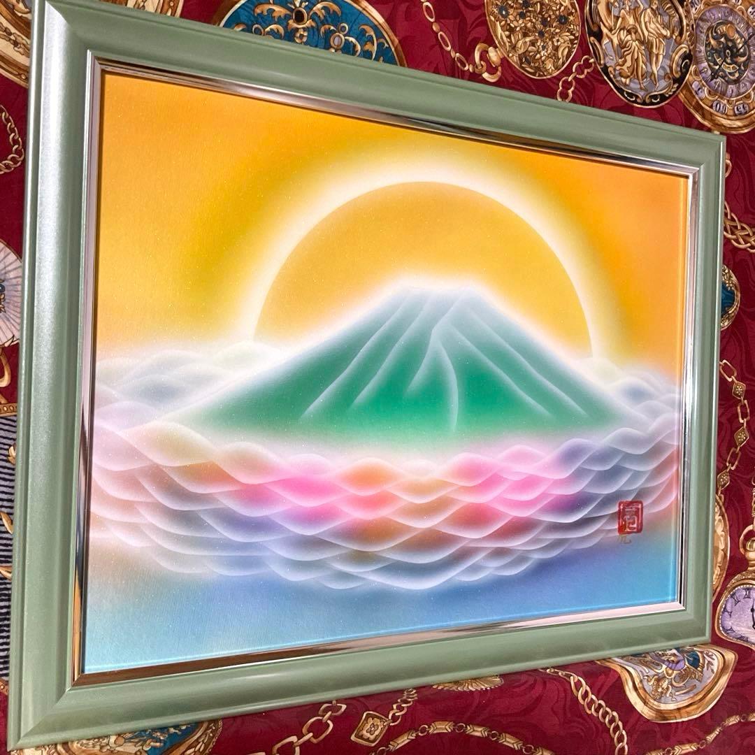 富士山絵画クリスマスセール｜神界 龍雲 天照大御神 次元上昇アート額縁付き