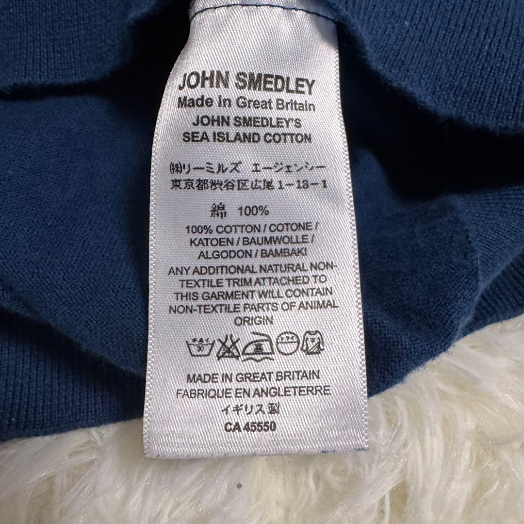 ジョンスメドレー タートルネック ニット L ブルー シーアイランドコットン