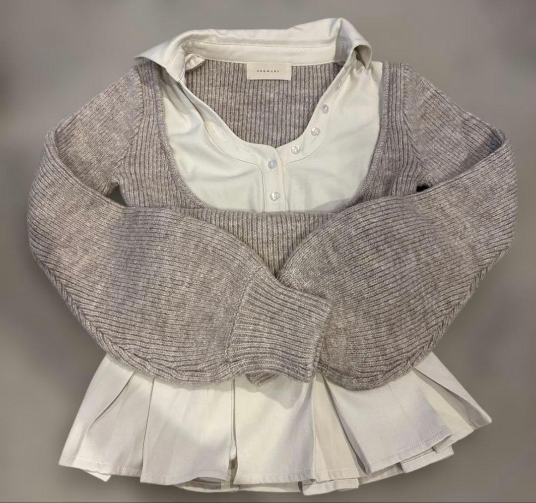 ワンピース andmarry Demi layered mini dress beige