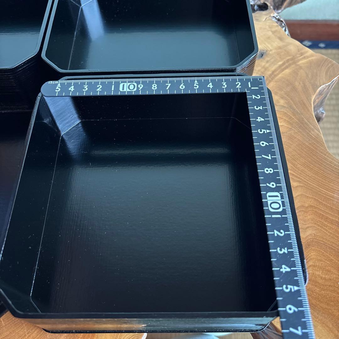 山中塗 中谷秀斉 黒一閑 五段縁高重 重箱 共箱 茶道具