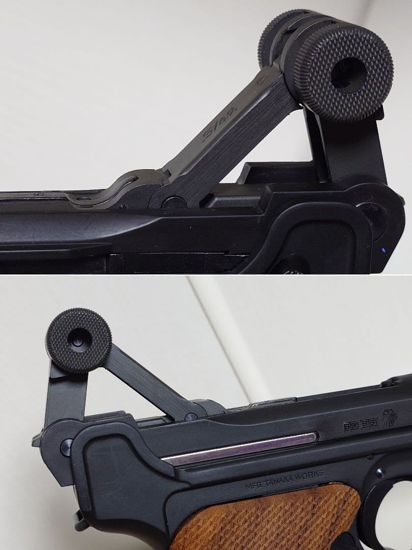 エアーソフトガン　ルガー P08　タナカワークス　木製グリップ装着