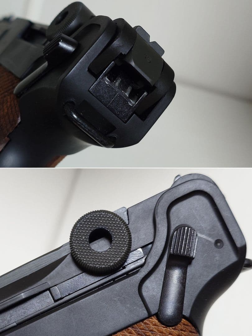 エアーソフトガン　ルガー P08　タナカワークス　木製グリップ装着