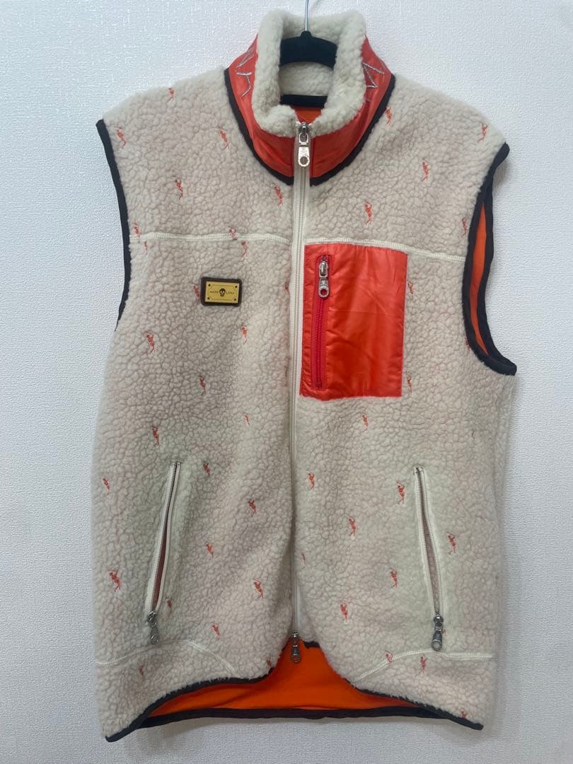 MARK&LONA マークアンドロナ ボアベスト 刺繍 ガイコツ総柄　セット