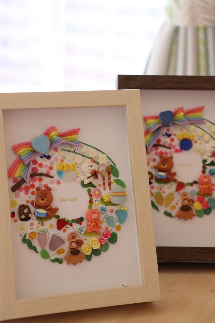 【現品のみ　　お花の中で演奏会】季節のリース　シーグラスアート　ナチュラル