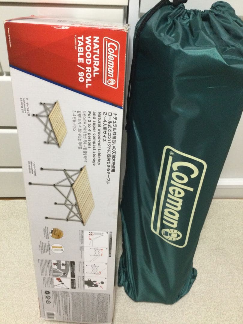 90×70cm 新品 Coleman ナチュラルウッドロールテーブル