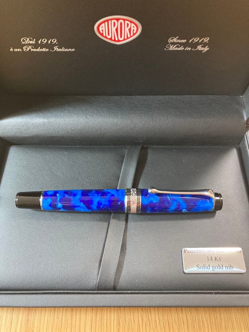大幅値下げ！アウロラ 万年筆 青 14K金 Mニブ