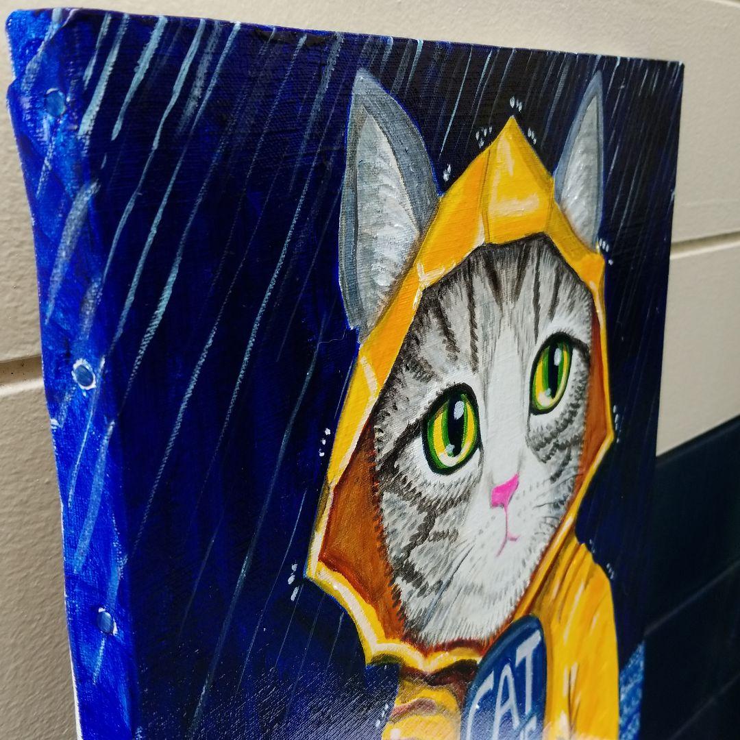 油絵　専用　嵐の訪れを伝える猫 　サバトラ白ちゃん編