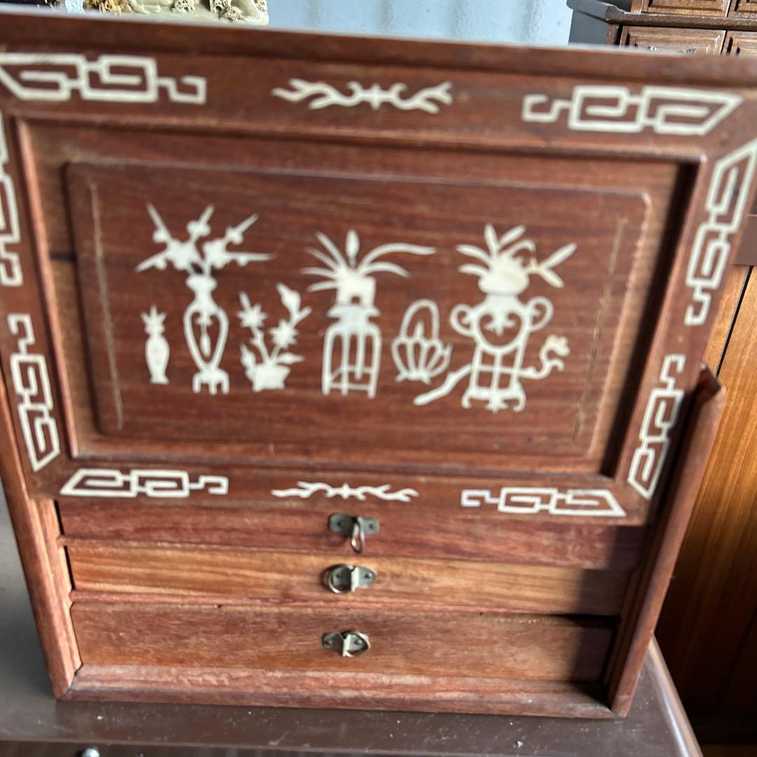 アンティーク麻雀牌セット 木製収納ケース付き