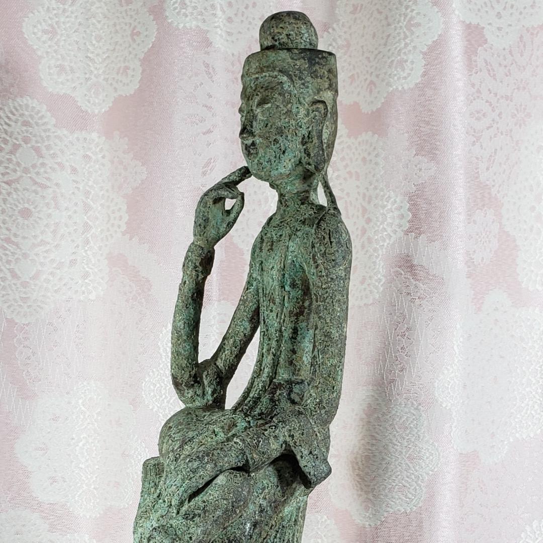 ◆百済仏『方形台座金銅半跏思惟像』仏像◆検）天平仏 飛鳥仏 高麗仏 新羅仏 空海