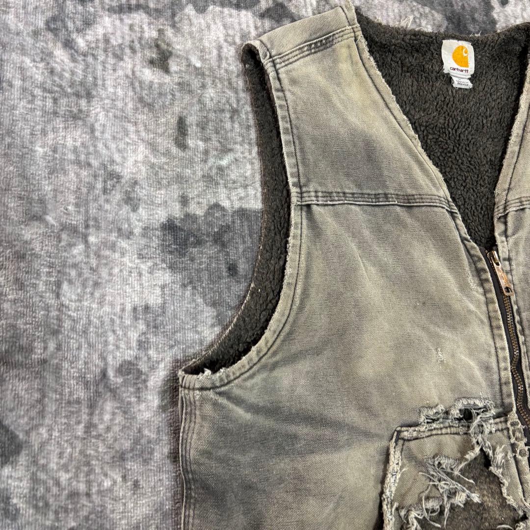 Carhartt ダックベスト V26 ボロ レザータグ 雰囲気抜群 一点物