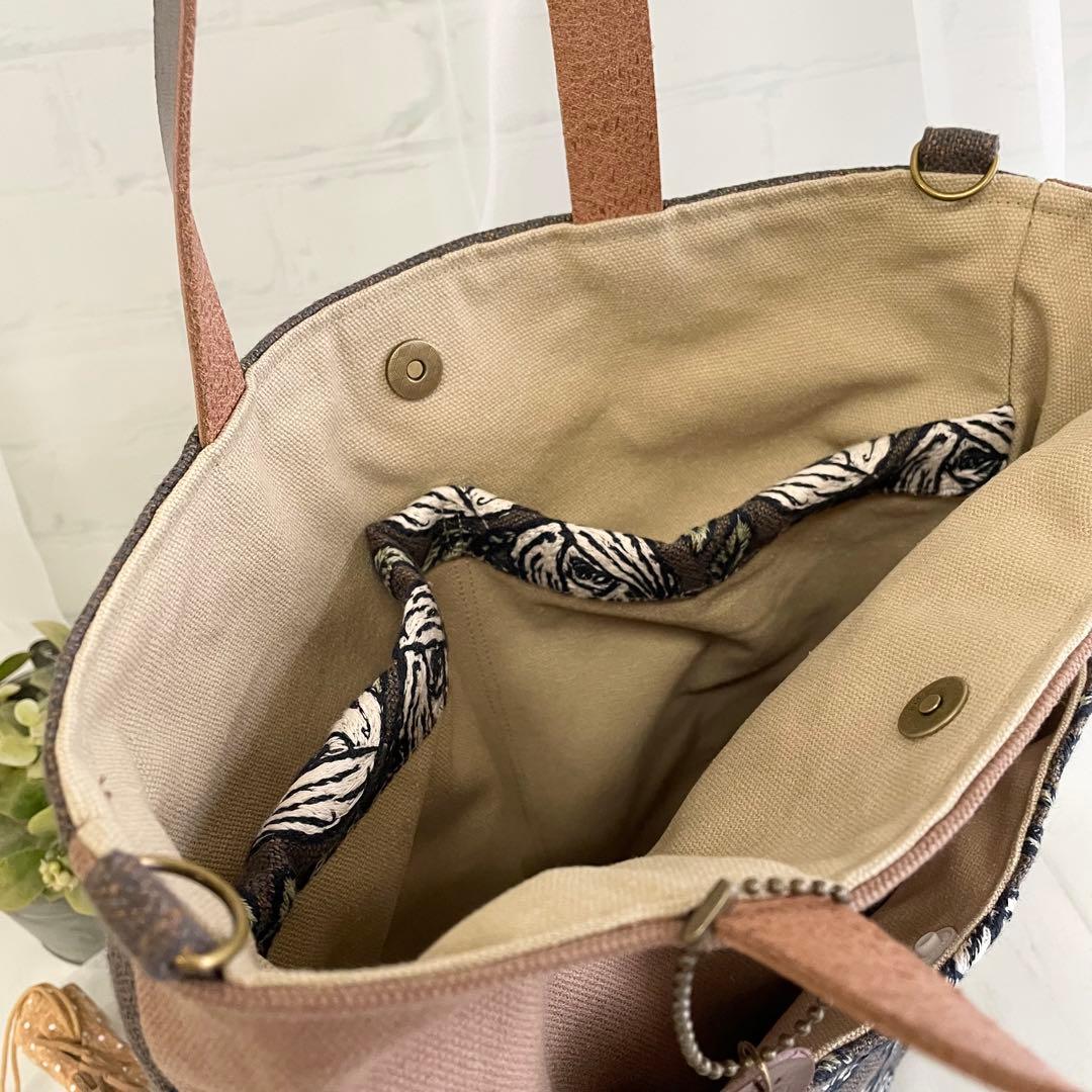 ハンドメイド　ポケットトートバッグ　ミナペルホネン　rosy 451