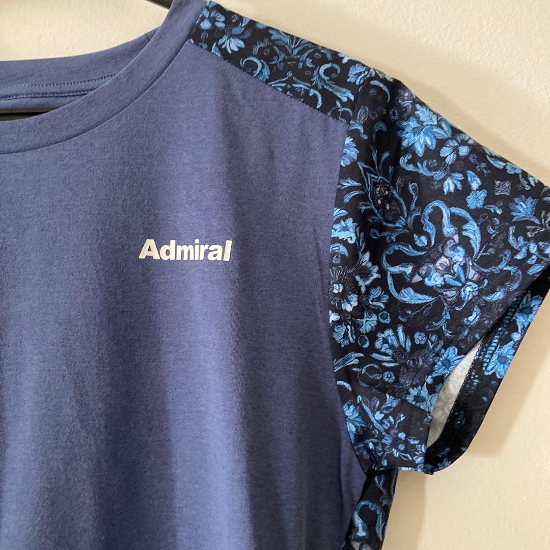 【新品】Admiral ブルーフラワーパターン TシャツL