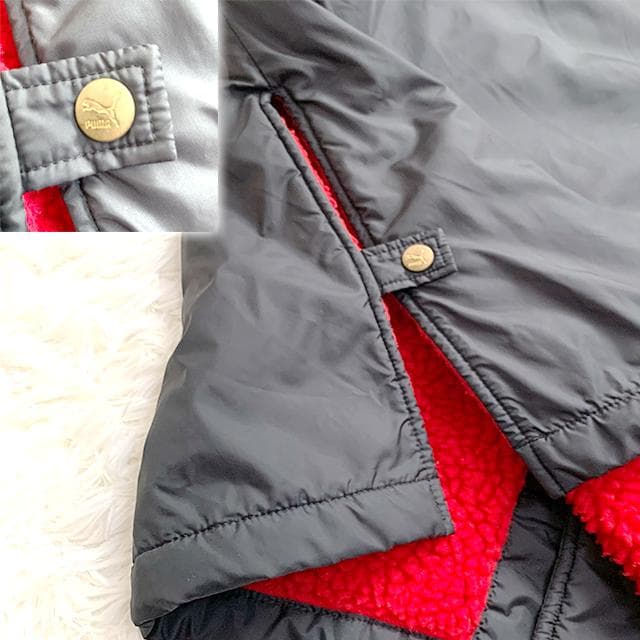 極美品✨️デカロゴ PUMA ベンチコート フリー ロング丈 黒・赤