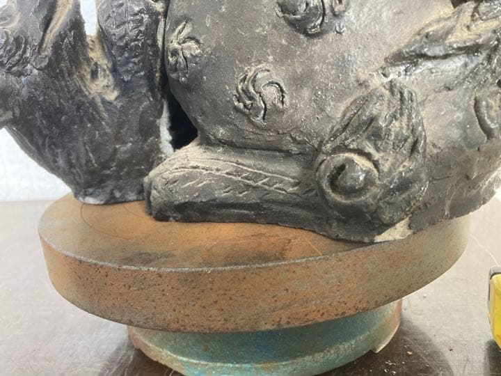 古い鬼瓦親子獅子33cm