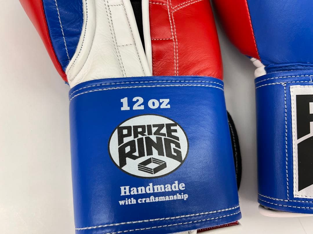 プライズリング　ボクシンググローブ　本革製　12oz 青/赤