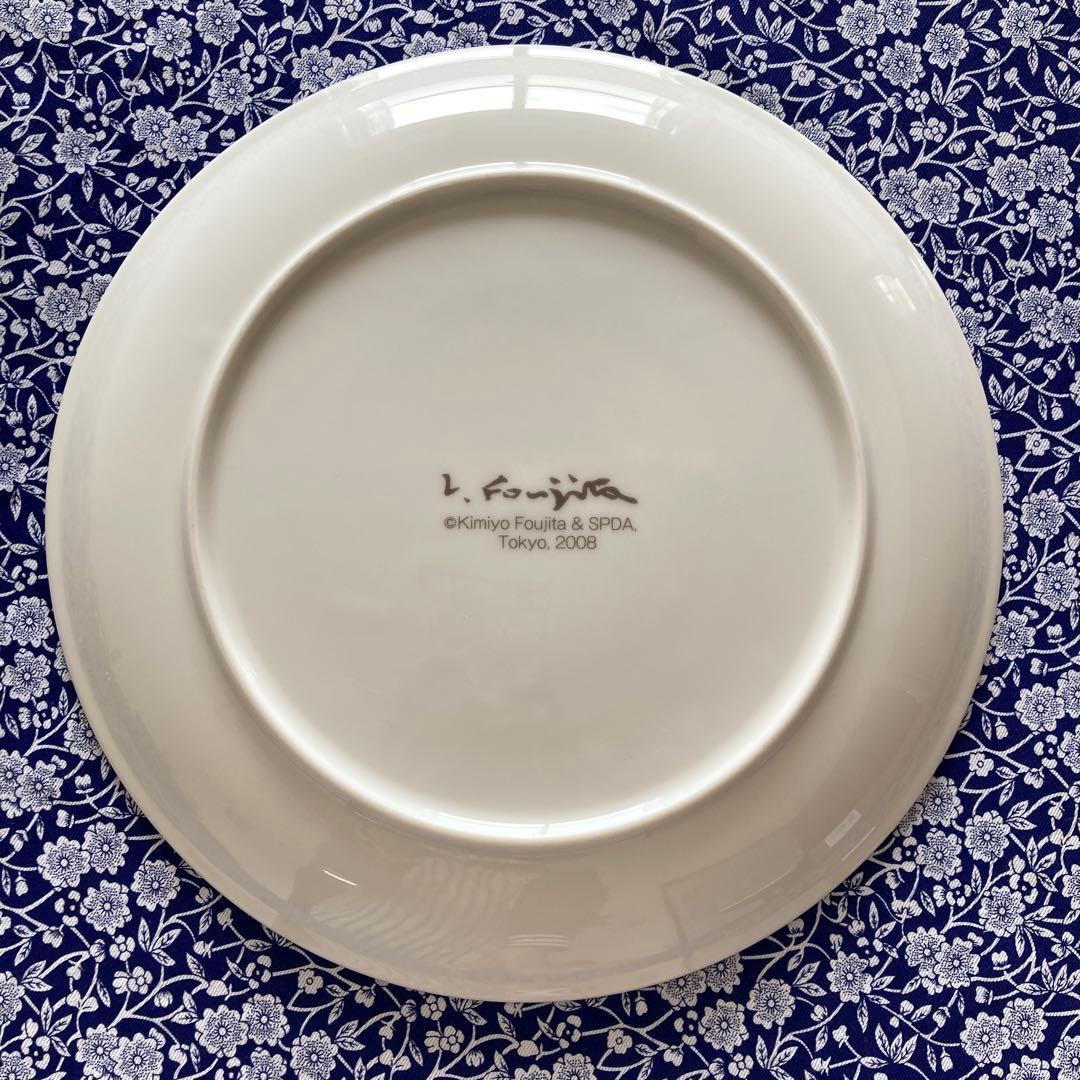 【未使用】藤田嗣治　大皿「聖母子」　猫