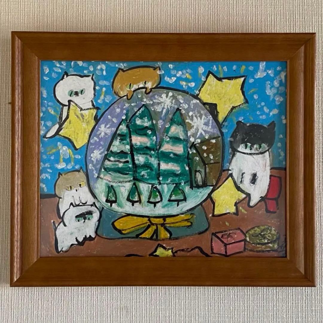 壁掛け絵☆【可愛い猫ちゃんたちは楽しく美しいクリスマスを迎える】