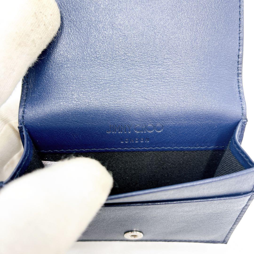 極美品 ＊ ジミーチュウ AYDEN スタースタッズ 名刺入れ ネイビー系