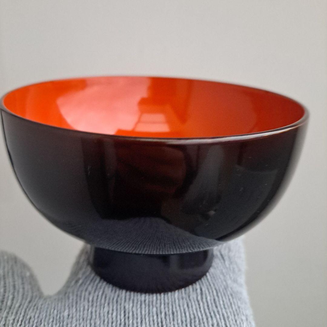 【輪島塗　合鹿椀/大椀×2客】布着本堅地 溜塗　未使用/長期保管品