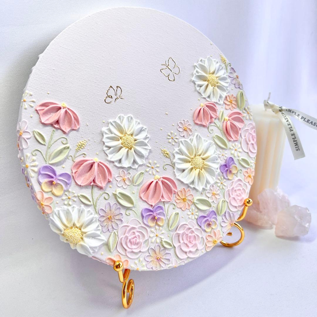 melia テクスチャーアート　絵画　インテリアアート　花　立体　絵　北欧