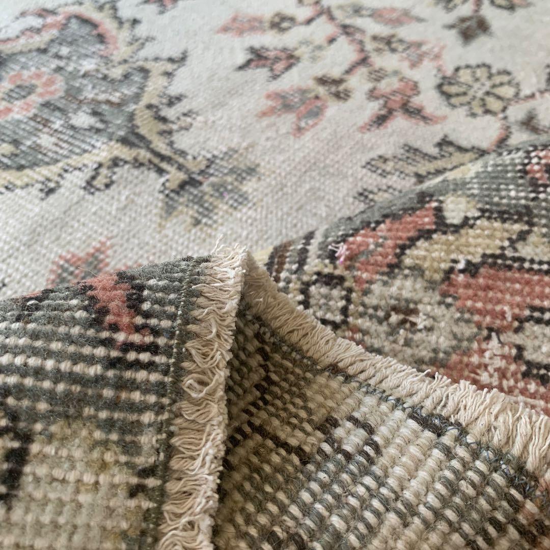 トルコヴィンテージラグ　超大判　272×158 ペールピンク　モスグレーグリーン