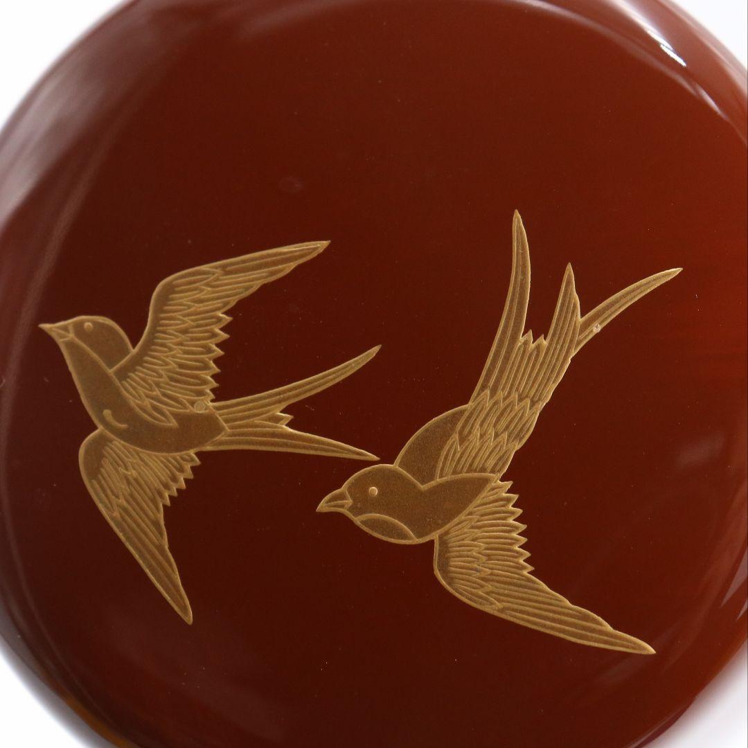 加賀蒔絵師 中村孝也作 燕蒔絵 大棗 内波金蒔絵 茶道具 共箱　V1003