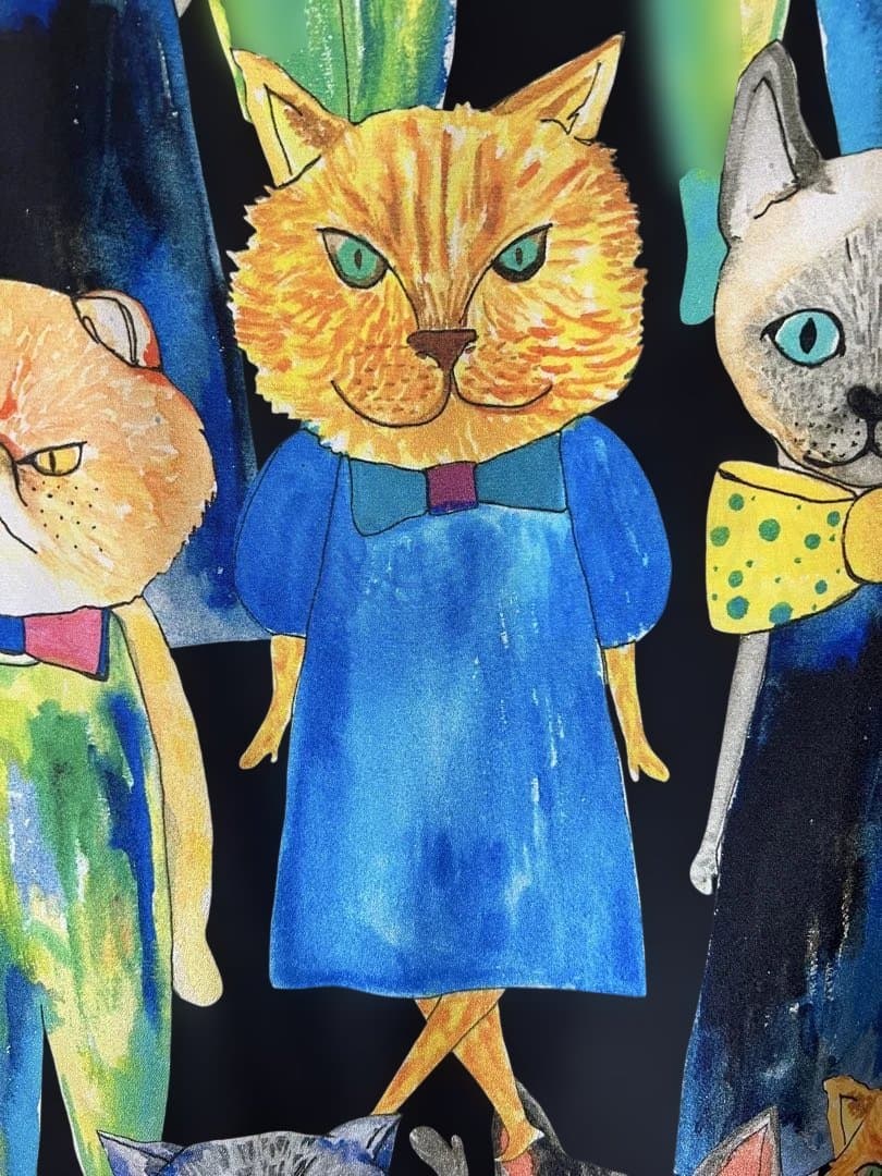 マンナイン mannine 猫柄ワンピース　21号サイズ