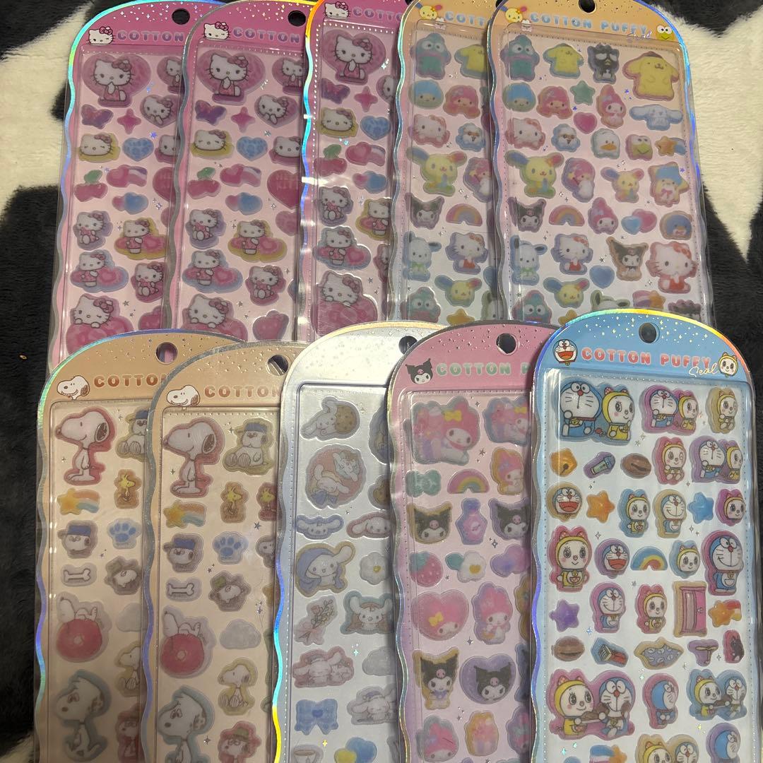 【国内正規品】 コットンパフィーシールセット サンリオ スヌーピー ドラえもん