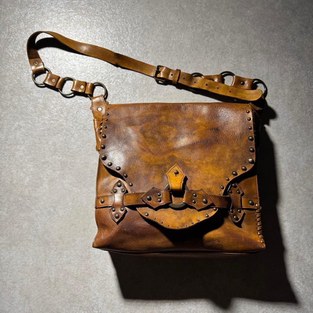 バッグ OLD leather shoulder bag studs grunge
