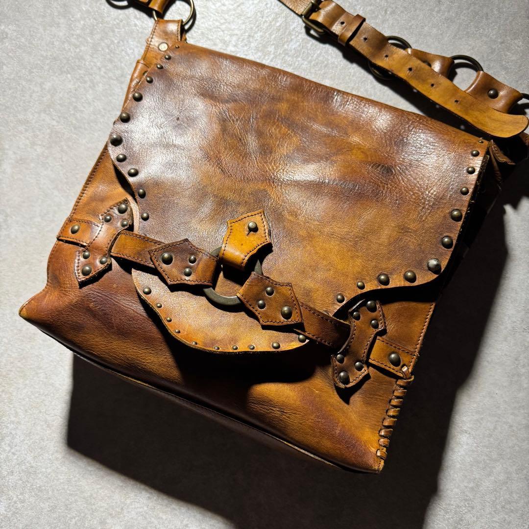 バッグ OLD leather shoulder bag studs grunge