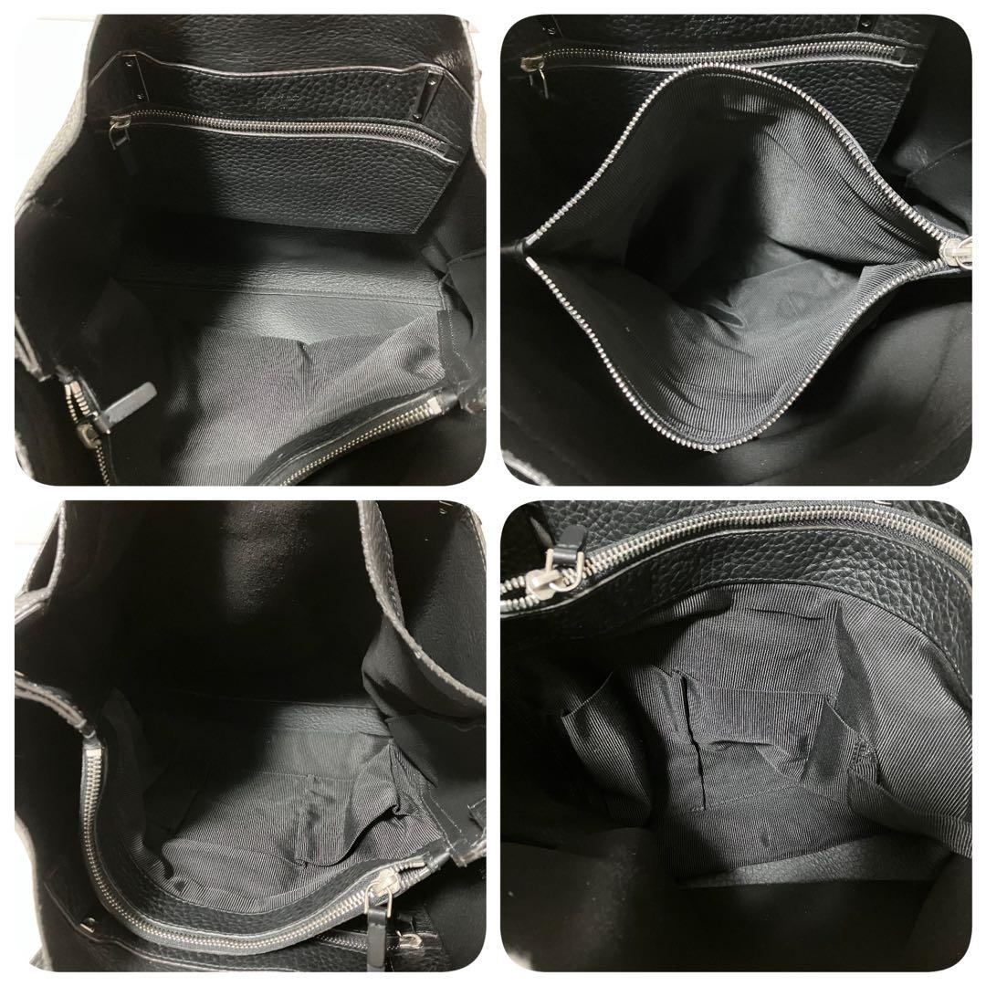 大容量 FURLA ジョーヴェ トート ビジネス バッグ A4 シボ革 黒