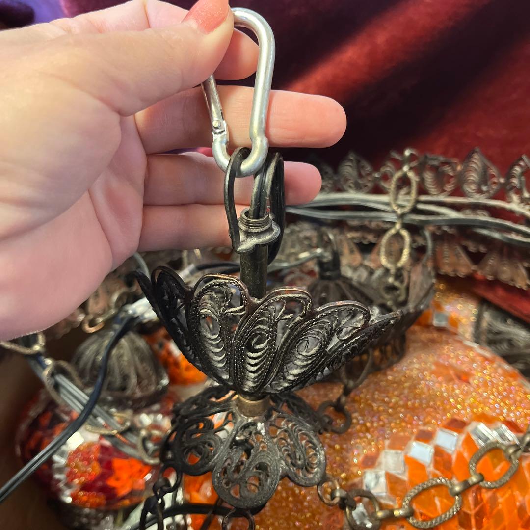 吊り下げ照明 シャンデリア ランプ ガラス アンティーク ランプ トルコランプ