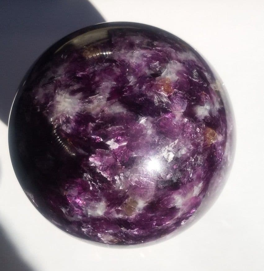 セール　レピドライトシリカ スフィア　クリスタル台座付き