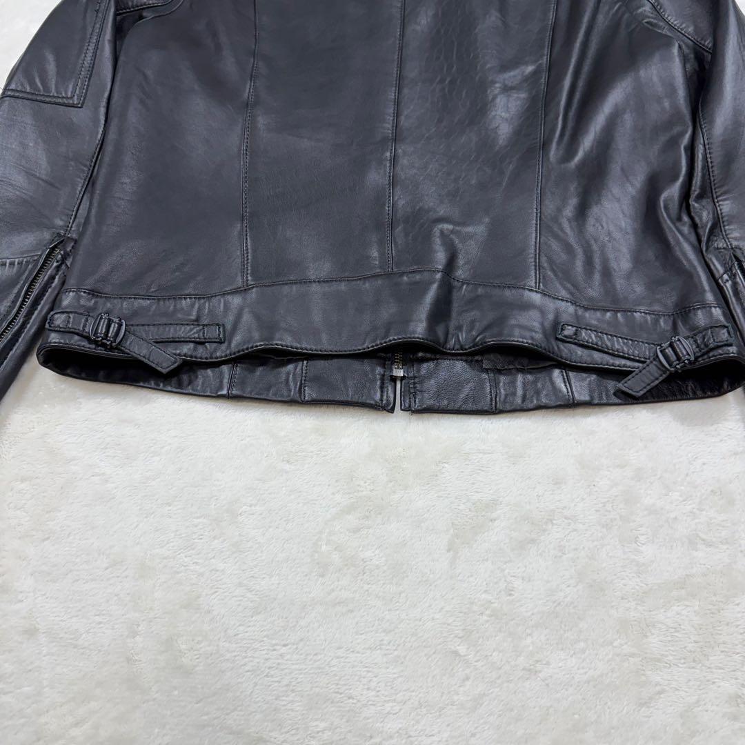 アンタイトル 大きい 2XL ラムレザー ノーカラー シングルライダース 黒