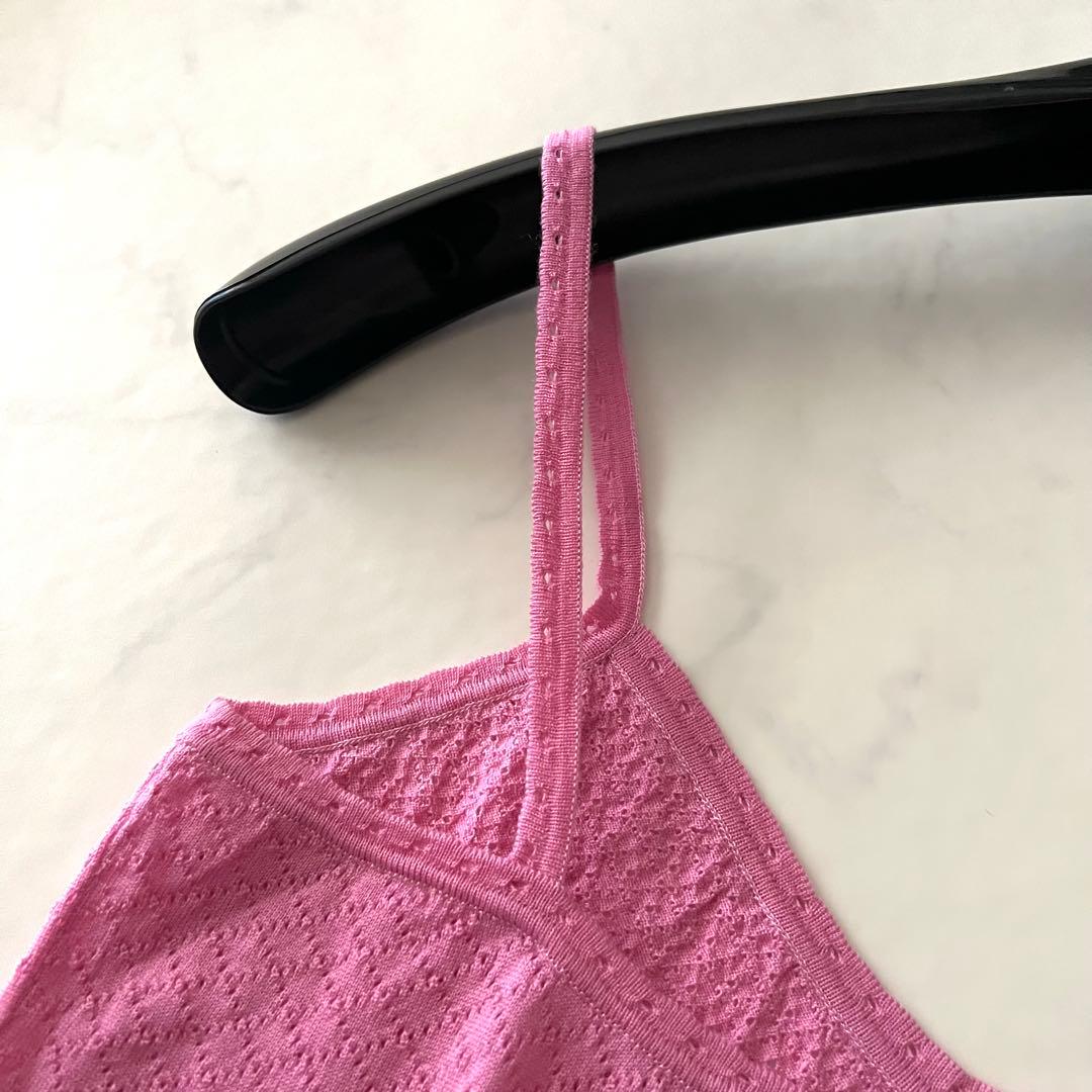 クリスチャンディオール ガリアーノ キャミソール ニット ロゴ ピンク 2004