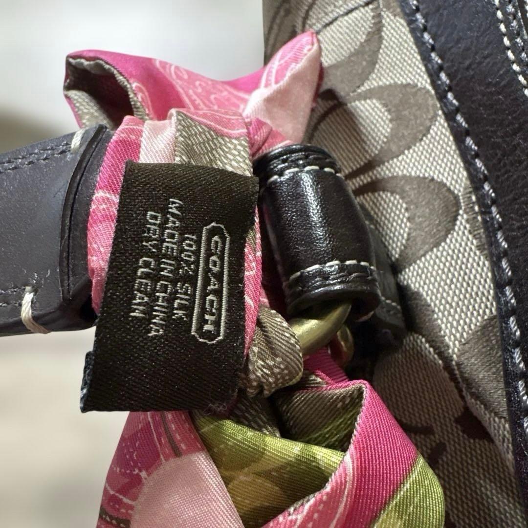COACH コーチ レディース ハンドバッグ シグネチャー柄 シルクスカーフ付き