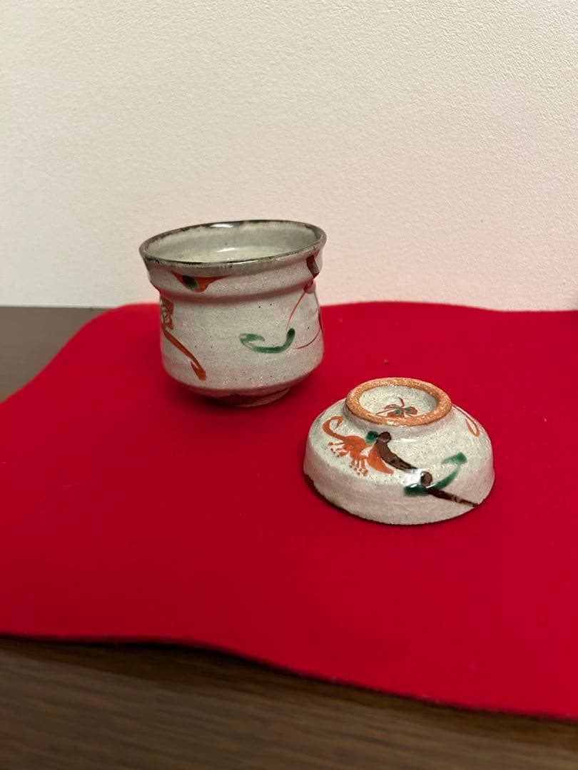 藤本能道作赤絵　吸い物椀　五客