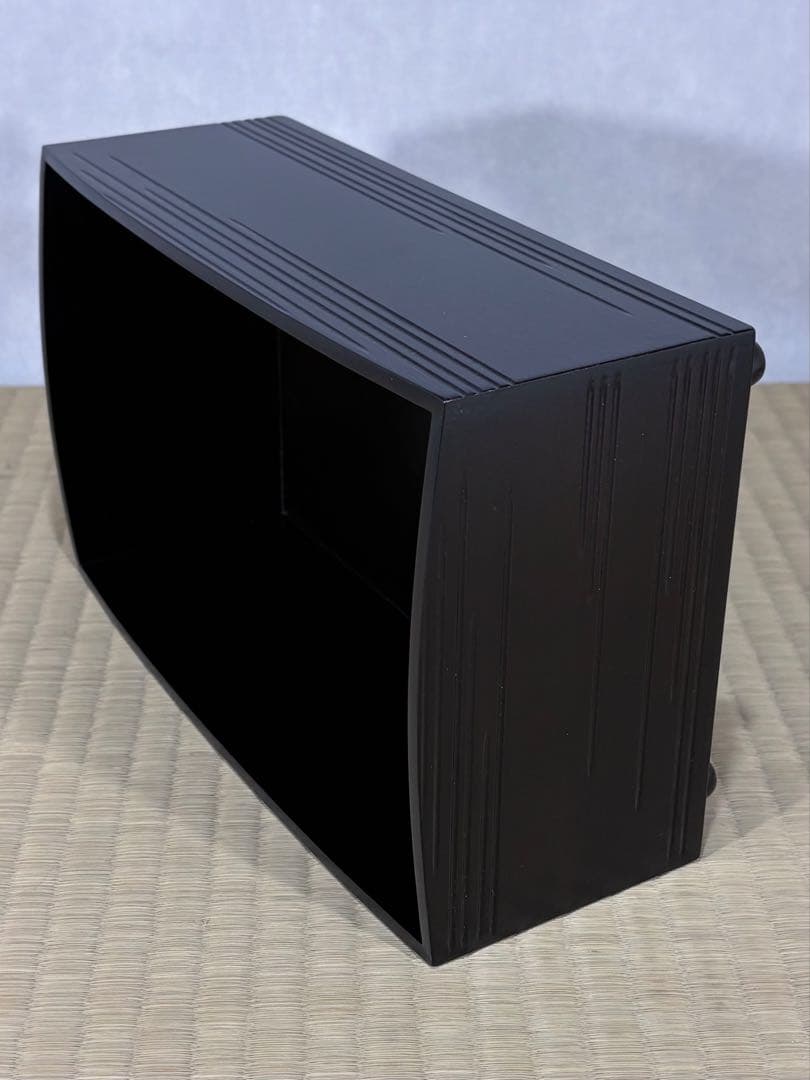 中谷秀斎造　如心斎好写　黒一閑粒足 煙草盆　美品　共箱　茶道具　送料込