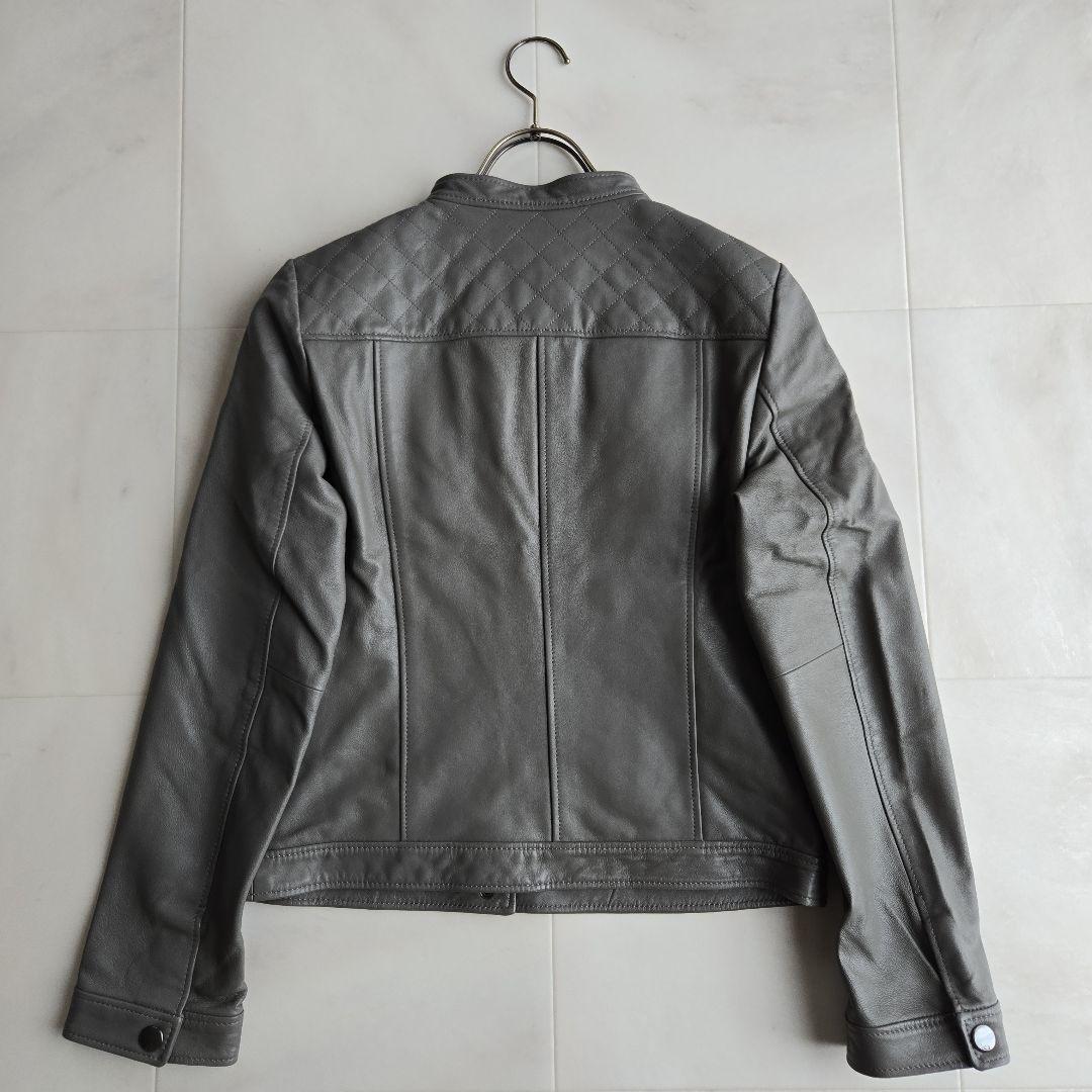 iCB シングル ライダースジャケット ラムレザー 羊革 グレー 42サイズ