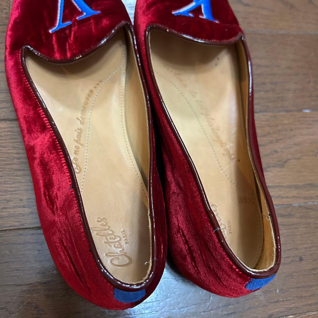 CHIARIN美品 シャテル ベルベット フラットシューズ 刺繍 36.5