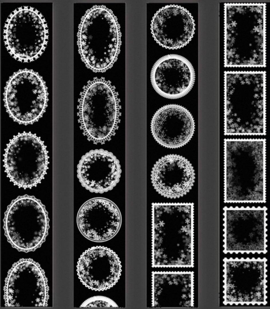 闪砂 冰雪框框 5cm×5m 海外マスキングテープ　海外マステ　フレーム　レース