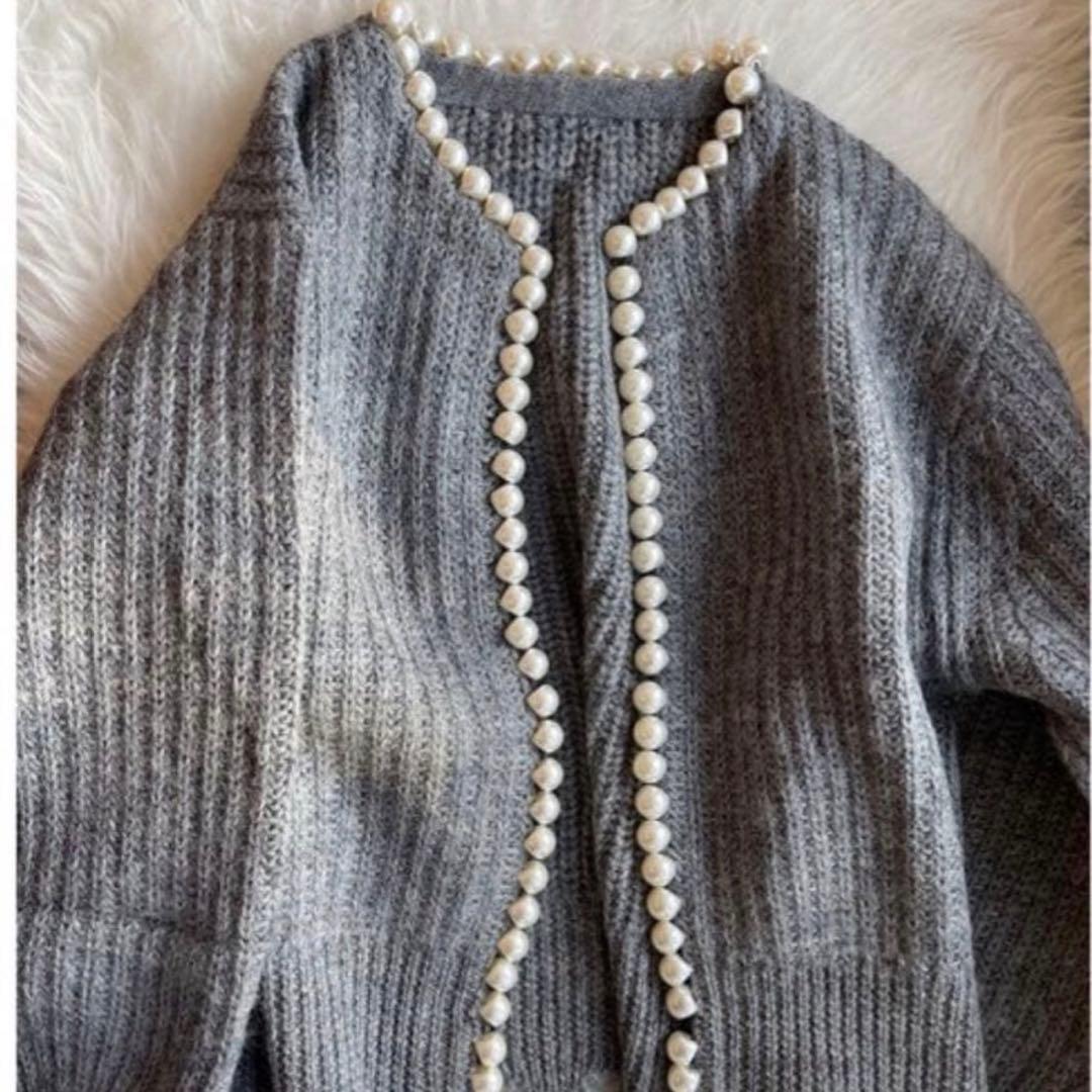MADISONBLUE パール ダメージカーディガン