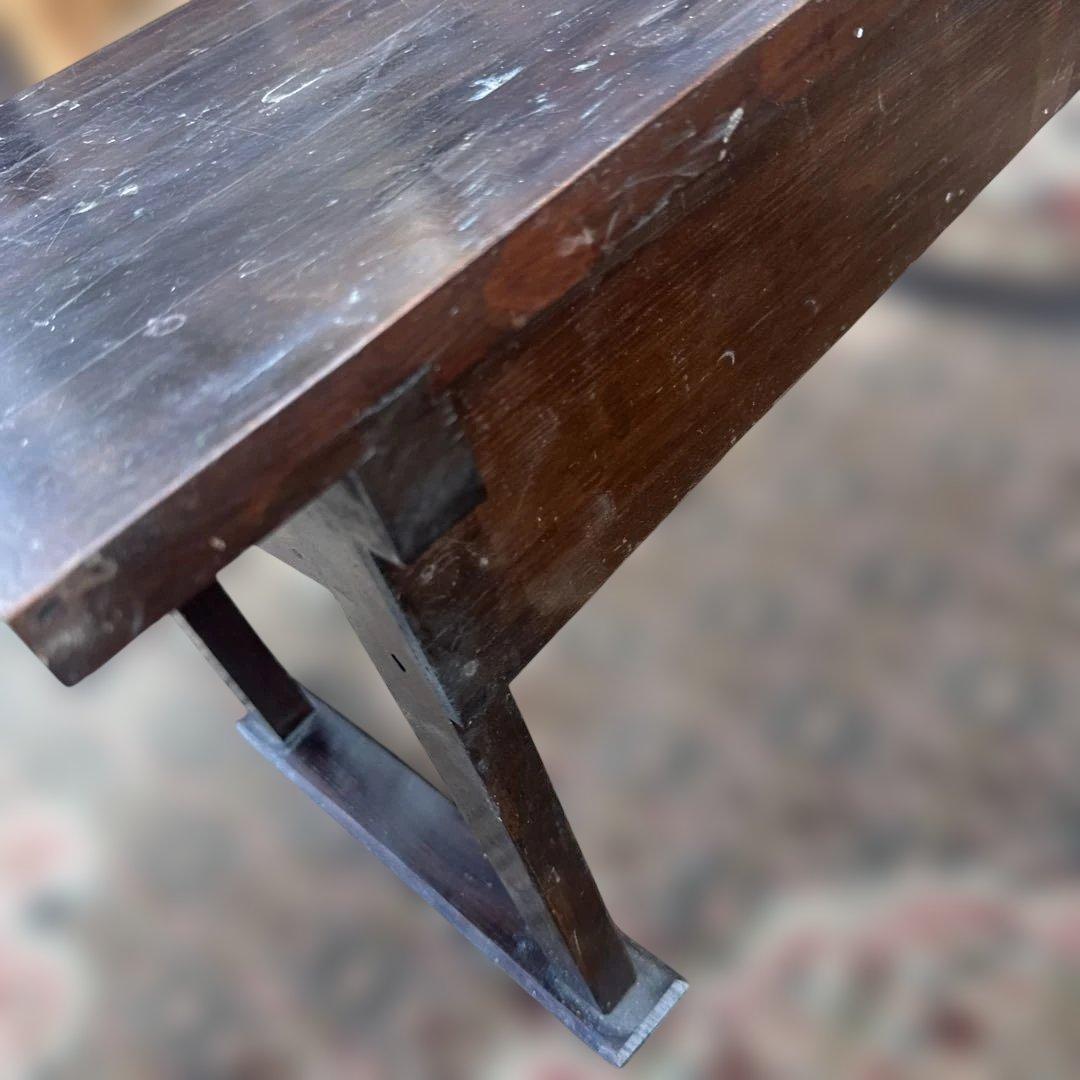 ヴィンテージ木製文机 ダークブラウン 引き出し2つ